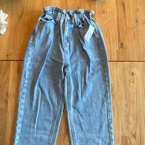 PacSun paper busted blue color paper bag waist mom jeans in a size XS. NWT